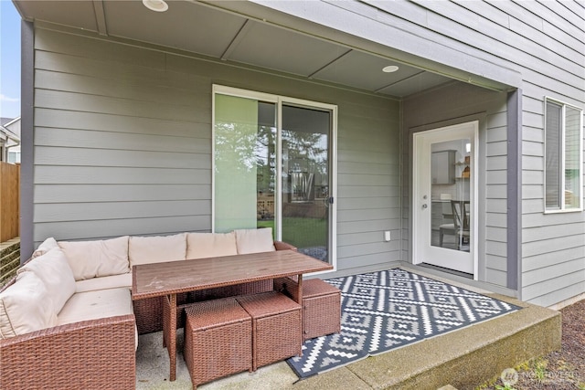 view of patio featuring an outdoor hangout area