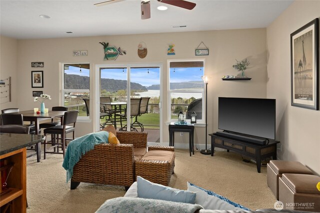 23154 Sunserra Loop NW Unit B15, Quincy, WA 98848 - living room with ceiling fan, recessed lighting, visible vents, and carpet