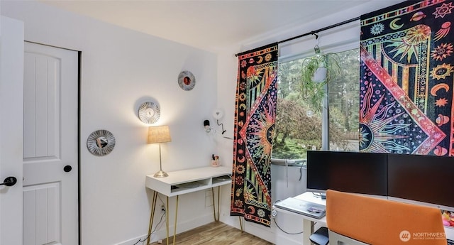 office space featuring wood finished floors and plenty of natural light