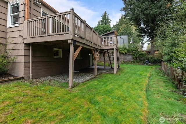 1210 108th Ave SE, Bellevue, WA 98004 - view of yard with fence, a deck, and stairway