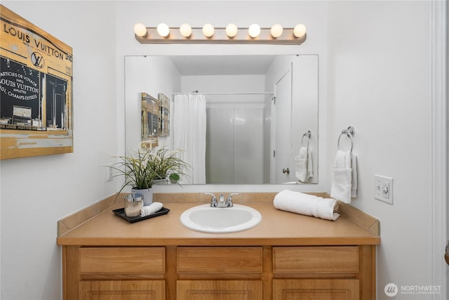 20210 La Paloma Dr E, Bonney Lake, WA 98391 - bathroom featuring vanity and a shower with curtain