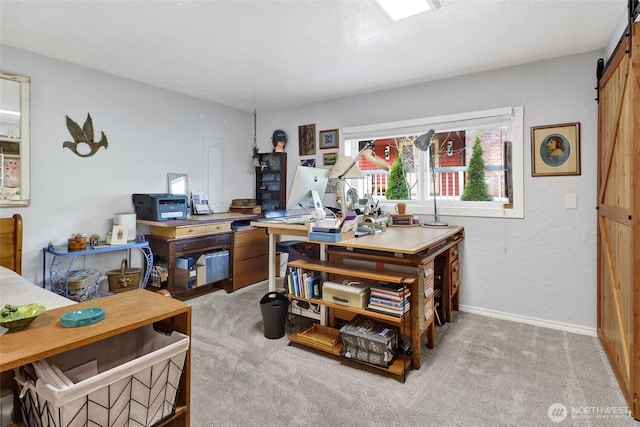 3058 Camp 2 Rd, Sedro Woolley, WA 98284 - office space with a barn door, light carpet, and baseboards