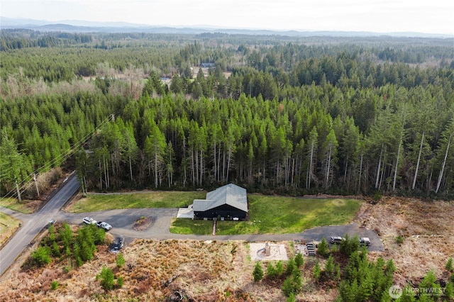 aerial view with a forest view