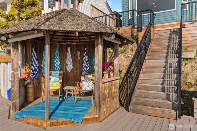 wooden deck with stairs