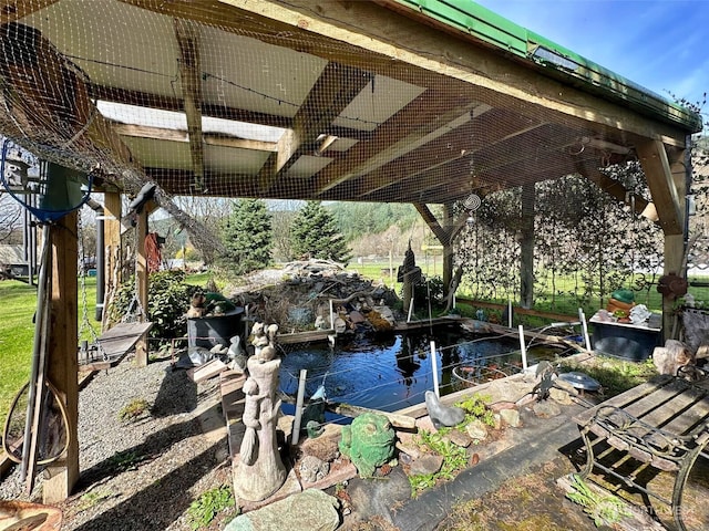 107 Martin Rd, Glenoma, WA 98336 - view of patio featuring a small pond
