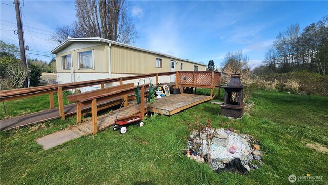 8458 Shintaffer Rd, Blaine, WA 98230 - rear view of property with a yard and a wooden deck