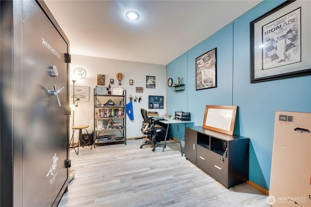 office space featuring light wood-type flooring