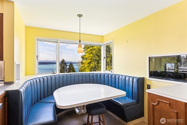 dining room with breakfast area and radiator