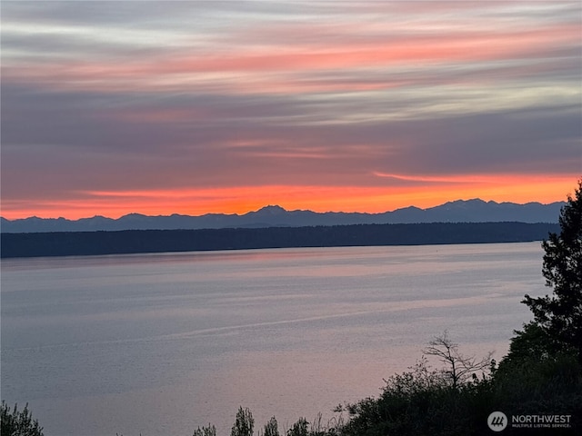 property view of water featuring a mountain view