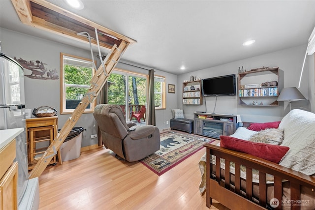112 Mountain View Dr N, Ashford, WA 98304 - living room featuring recessed lighting and light wood-style floors