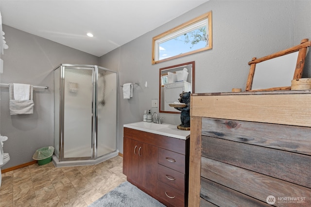 112 Mountain View Dr N, Ashford, WA 98304 - bathroom with a shower stall, vanity, and toilet