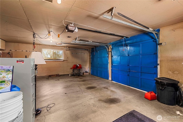 garage with a garage door opener