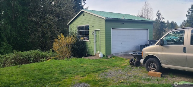 view of detached garage