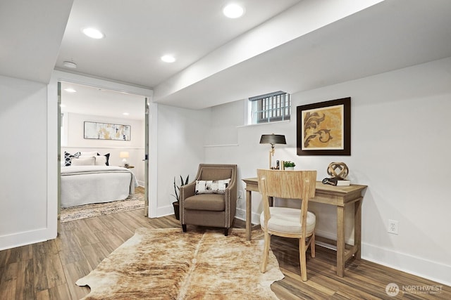 3236 15th Ave S, Seattle, WA 98144 - sitting room featuring wood finished floors, baseboards, and recessed lighting