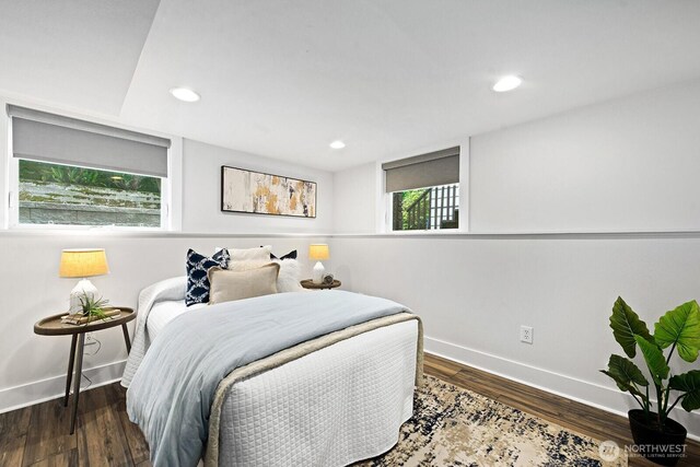 3236 15th Ave S, Seattle, WA 98144 - bedroom with baseboards, wood finished floors, and recessed lighting