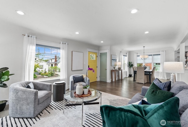 3236 15th Ave S, Seattle, WA 98144 - living area featuring healthy amount of natural light, wood finished floors, and recessed lighting