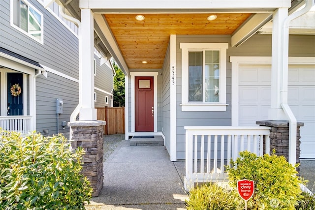 property entrance featuring a garage