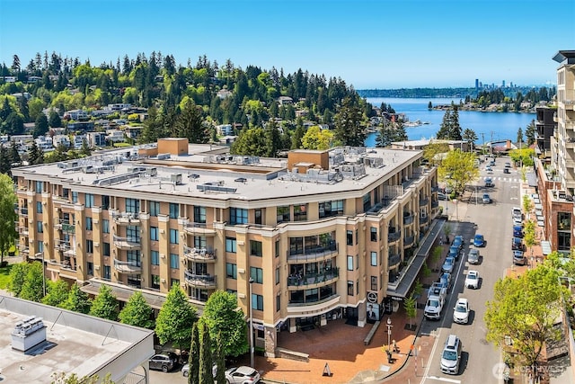 10047 Main St Unit 413, Bellevue, WA 98004 - bird's eye view of a nearby body of water and apartment complex