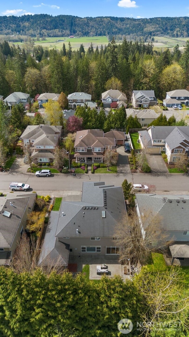 aerial view with a residential view