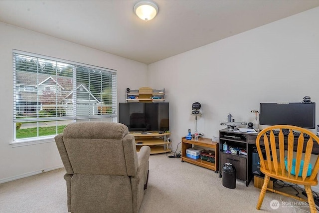 view of carpeted office space