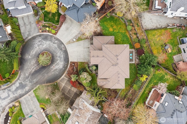 drone / aerial view with a residential view