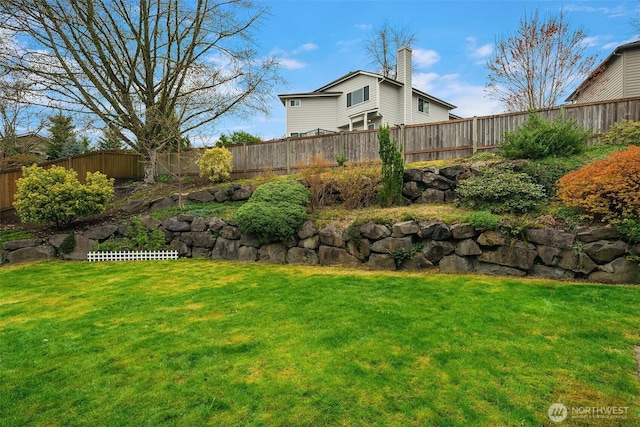 view of yard featuring a fenced backyard