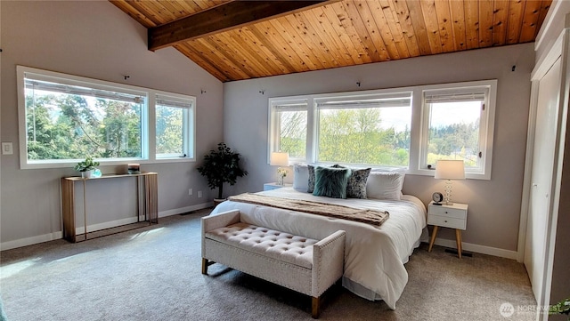2205 135th Pl SE, Bellevue, WA 98005 - bedroom featuring wooden ceiling, light carpet, and baseboards