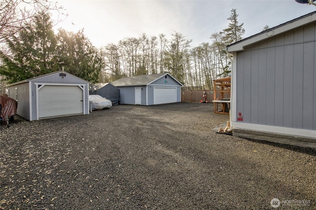 view of detached garage