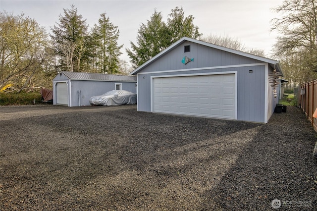 view of detached garage