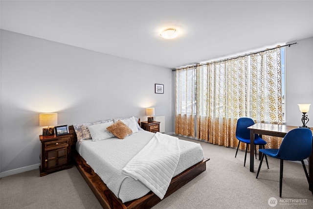 bedroom with carpet floors and baseboards