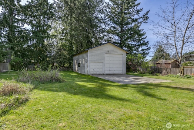 detached garage with fence