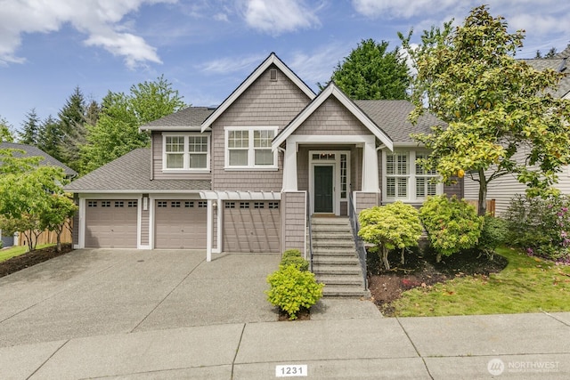 1231 148th Pl SE, Mill Creek, WA 98012 - view of front of property with driveway, roof with shingles, and an attached garage