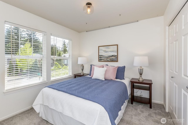 1231 148th Pl SE, Mill Creek, WA 98012 - bedroom featuring light carpet, baseboards, and a closet