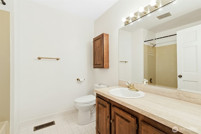 9376 Mercerwood Dr, Mercer Island, WA 98040 - full bath with tile patterned flooring, visible vents, toilet, and vanity