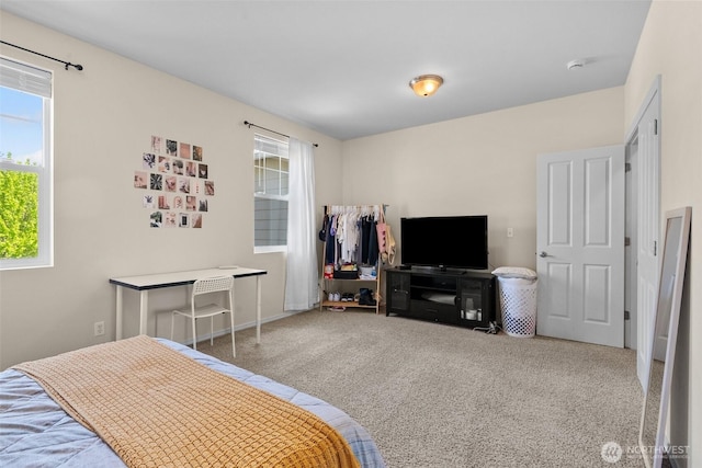bedroom featuring carpet