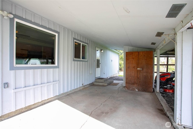view of patio featuring entry steps and visible vents