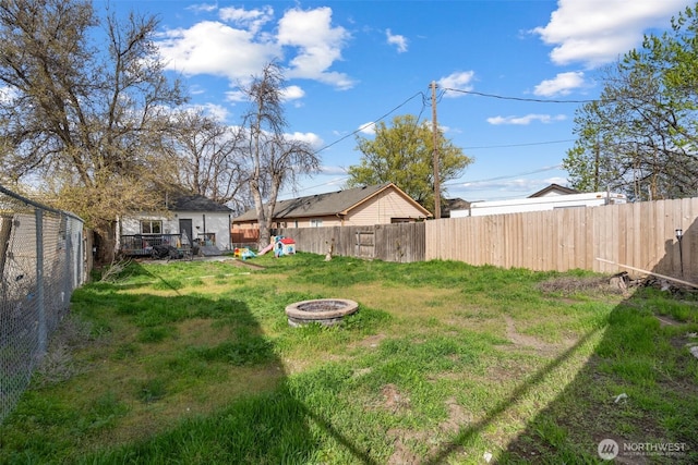 411W 1st Ave, Kennewick, WA 99336 - view of yard featuring a fenced backyard and a fire pit