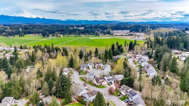 19204 Evergreen Dr, Bonney Lake, WA 98391 - birds eye view of property with a wooded view, a residential view, and a mountain view