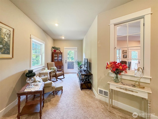 325 Evergreen View Pkwy, Port Angeles, WA 98363 - sitting room featuring visible vents, baseboards, and carpet floors