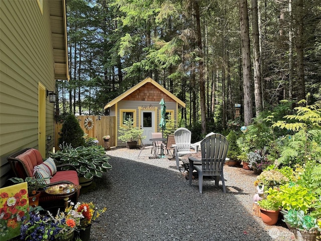 325 Evergreen View Pkwy, Port Angeles, WA 98363 - view of patio with fence and an outdoor structure