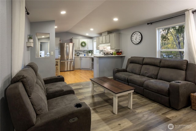 3001 S 288th St Unit 282, Federal Way, WA 98003 - living area with recessed lighting, light wood-style floors, and lofted ceiling