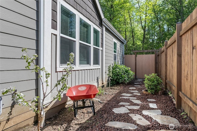 view of property exterior featuring a fenced backyard