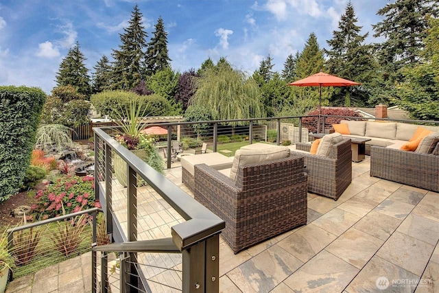 view of patio / terrace featuring an outdoor hangout area