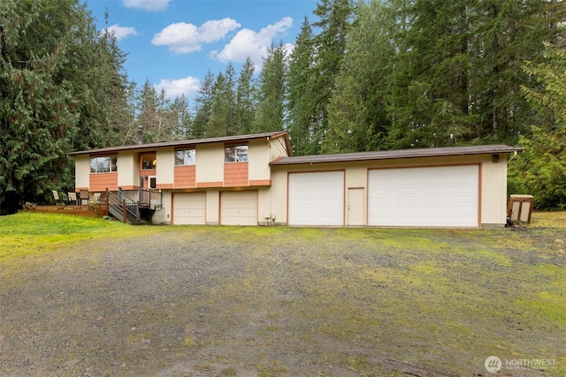 raised ranch with a garage
