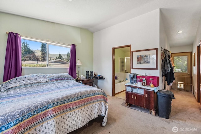 26 Pershing St, Wenatchee, WA 98801 - bedroom featuring light colored carpet, multiple windows, and connected bathroom