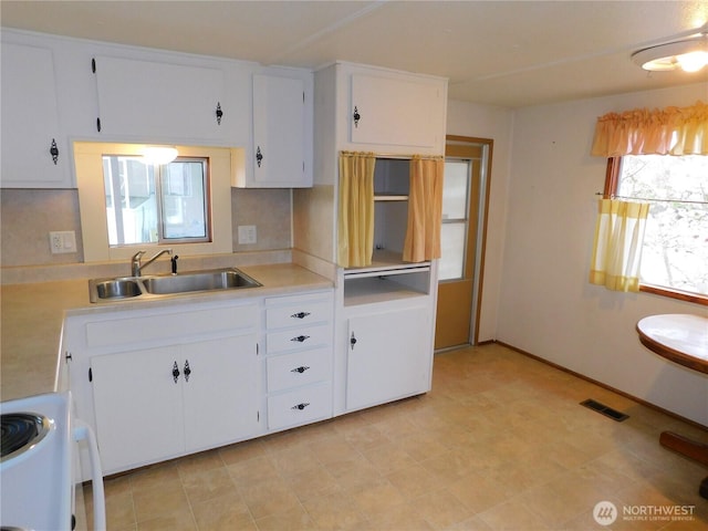 18329 32nd Ave S, Seatac, WA 98188 - kitchen with light countertops, visible vents, electric stove, and a sink
