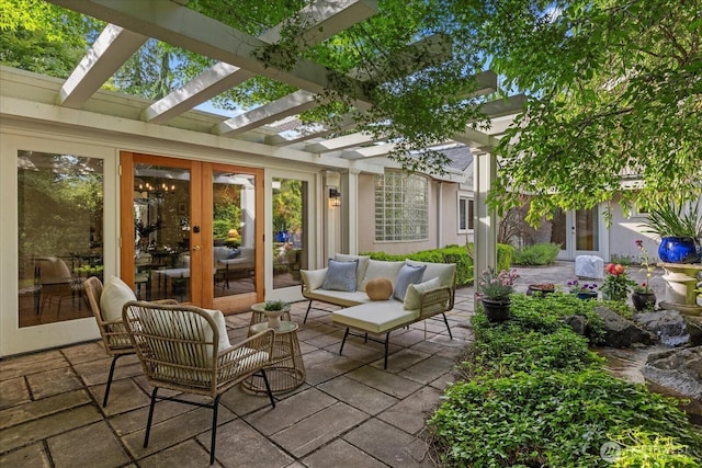 21908 36th Ave W, Brier, WA 98036 - view of patio featuring french doors, a pergola, and an outdoor living space