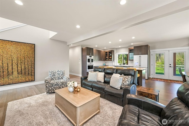 1699 Skagit St, Bellingham, WA 98226 - living area with recessed lighting, french doors, and wood finished floors