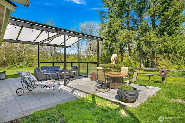 1699 Skagit St, Bellingham, WA 98226 - view of patio featuring an outdoor living space with a fire pit