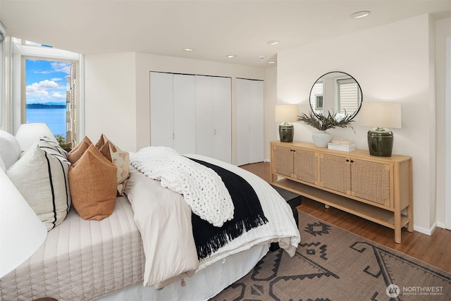 510 Lakeside Ave S Unit 10, Seattle, WA 98144 - bedroom with multiple closets, recessed lighting, multiple windows, and wood finished floors